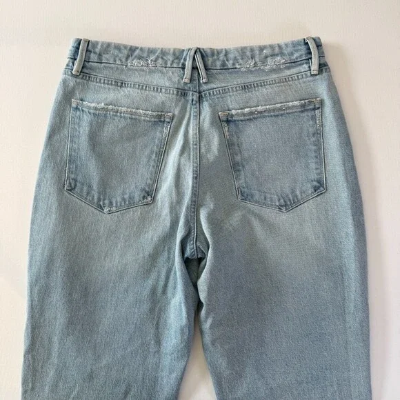 Good American Mom Jeans Women's Sz 10 / 30 High Waist Distressed Light Wash Blue - Picture 11 of 16